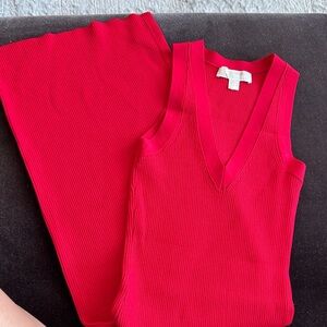 Michael Kors Red V-Neck Top